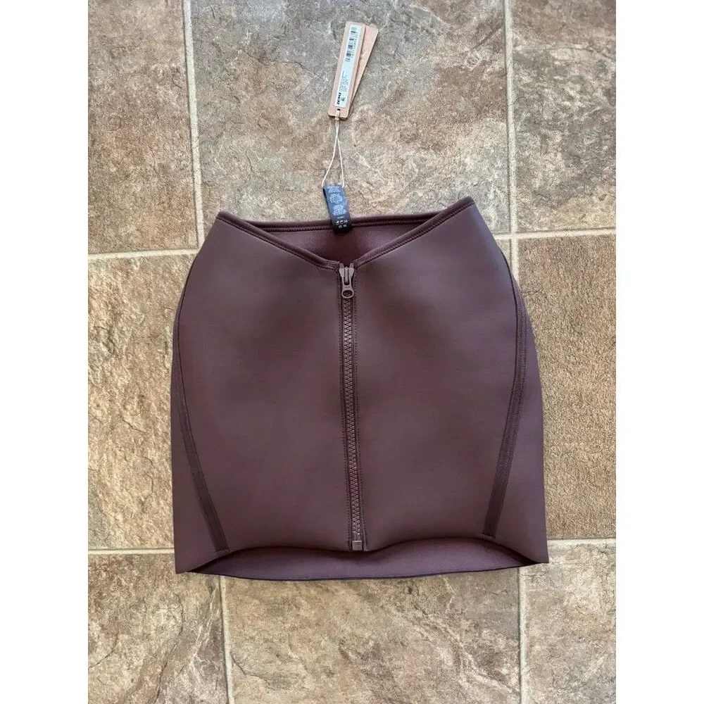 Skims Rubberized Scuba Swim Velcro Mini Skirt Cocoa Size XXS